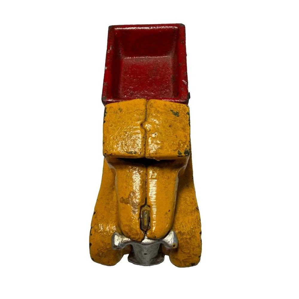 Cast Iron Dump Truck Toy Yellow Red Vintage Style Heavy Made In China